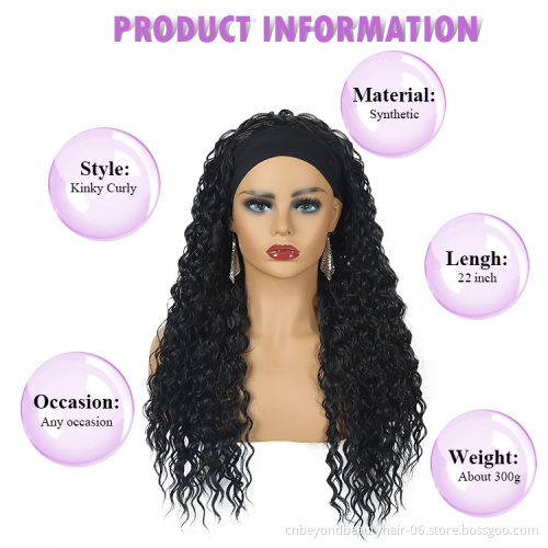 Synthetic Hair Wigs Glueless Water Wave Wigs Hair Machine Made Synthetic Hair Headband Wig for Black Women